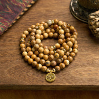 KarmaRipples 108 Perlenstickerei Bildjaspis Mala Lotus Courage Armband