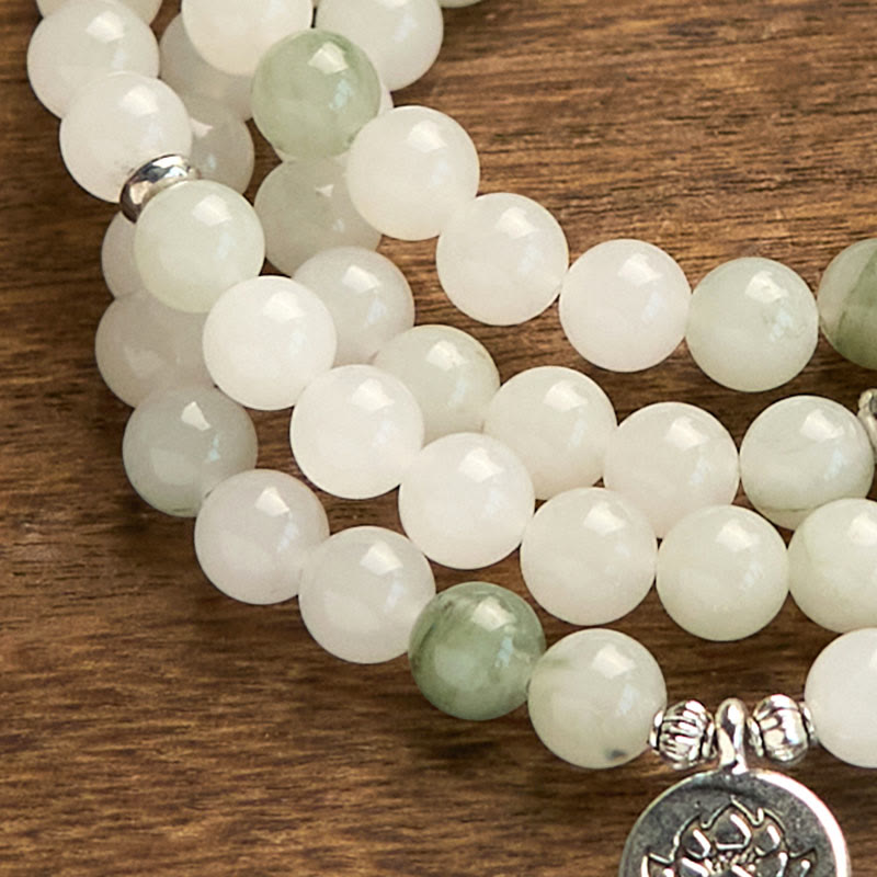 KarmaRipple's 108 Mala Beadwork Authentic Tianshan Jade Lotus Fortune Bracelet p7