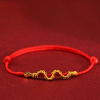 KarmaRipples 999 Gold Jahr der Schlange Handgefertigtes Glücks- und Kraft-Fußkettchen aus geflochtenem Armband
