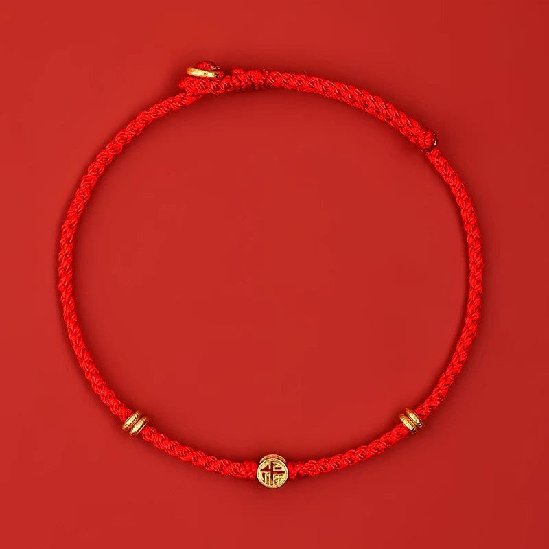 KarmaRipple's Handmade Woven Red String 925 Sterling Silver Fu Character Fortune Bracelet p4