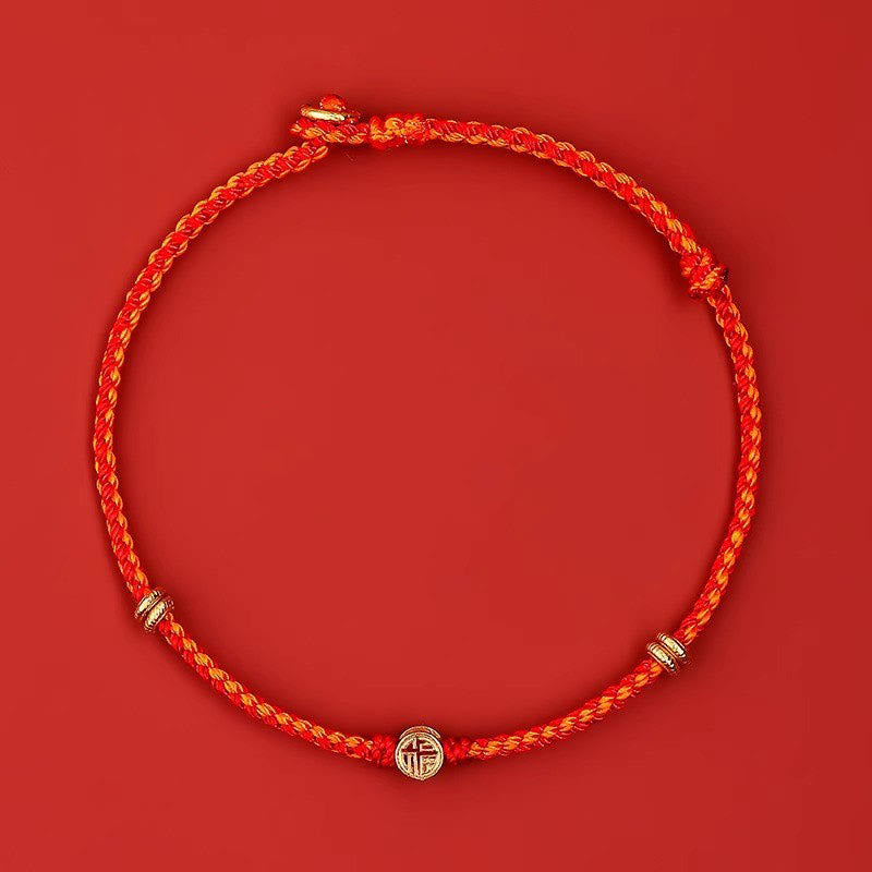 KarmaRipple's Handmade Woven Red String 925 Sterling Silver Fu Character Fortune Bracelet p18