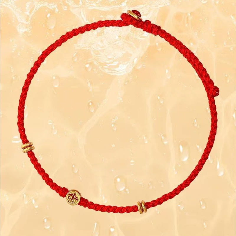 KarmaRipple's Handmade Woven Red String 925 Sterling Silver Fu Character Fortune Bracelet p6