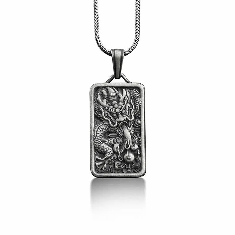 KarmaRipple's Pure Tin Dragon Success Protection Pendant Necklace p2