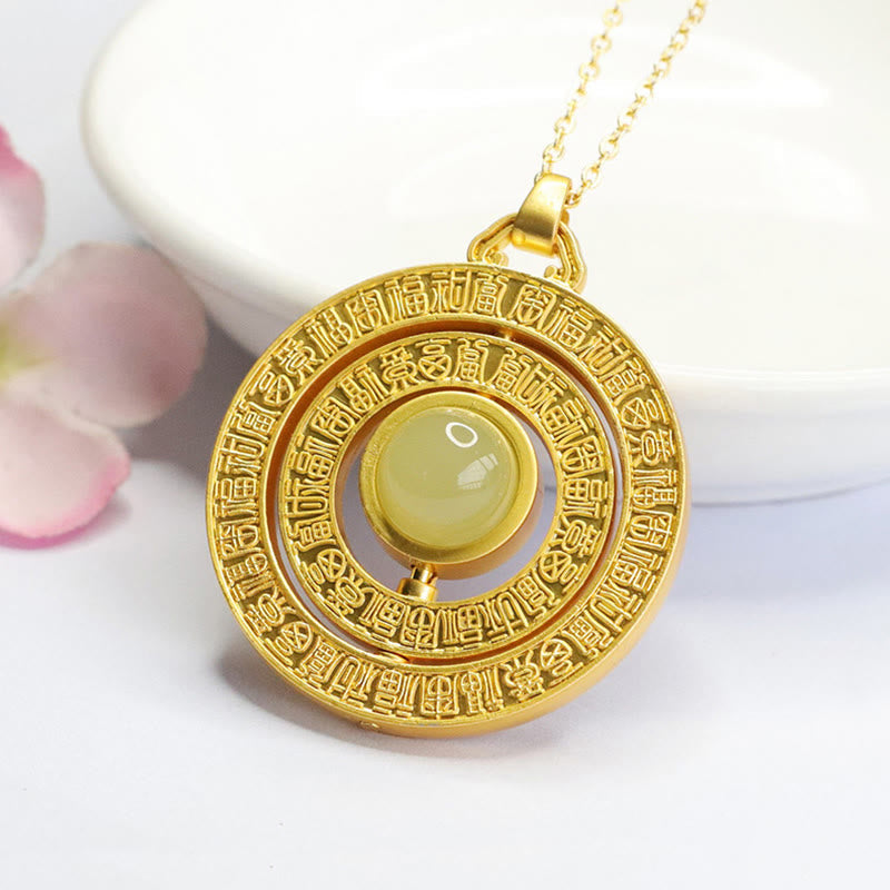 KarmaRipple's Hetian Jade Hundred Blessings Fu Character Fortune Rotatable Pendant Necklace p14