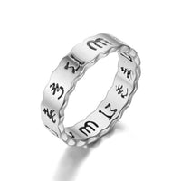 KarmaRipples tibetischer hohler Om Mani Padme Hum Balance-Ring aus Titanstahl