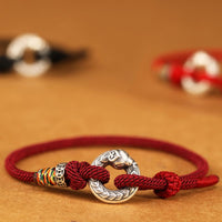 KarmaRipples Red String 999 Sterling Silber Peace Buckle Coin Jahr der Schlange Stärke Armband