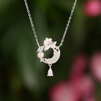 KarmaRipple's Halskette mit Anhänger aus Hetian-Jade, 925er Sterlingsilber, Zirkonia, Perle