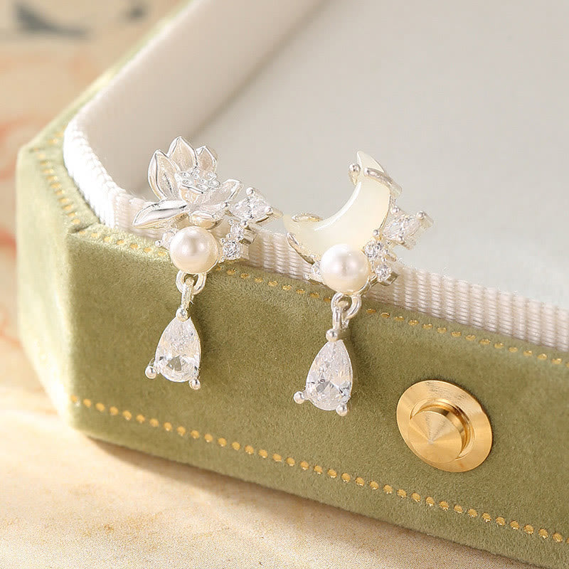 KarmaRipple's Hetian Jade 925 Sterling Silver Cubic Zirconia Pearl Abundance Earrings p12