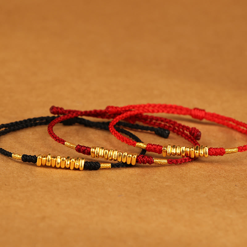 KarmaRipple's 999 Gold Small Pieces String Protection Fortune Ultra-Thin Woven Bracelet p18