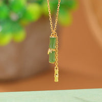 KarmaRipple's Hetian Jade 925 Sterling Silber Bambus Fülle Anhänger Halskette