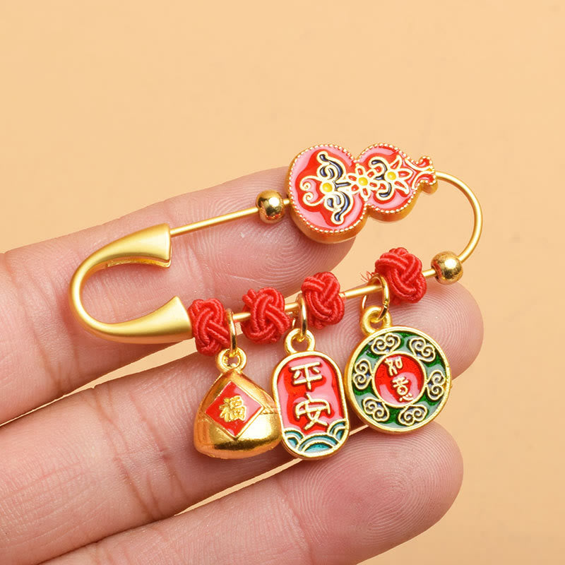 KarmaRipple's Gourd Dancing Lion Fu Character Safe And Well Blessing Brooch p15