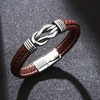 KarmaRipples modisches Titanstahl-Lederarmband mit Verstärkung