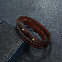 KarmaRipples Vintage-Armband aus mehrschichtigem Leder mit robuster Schnalle