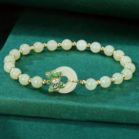 KarmaRipple's 925 Sterling Silber Authentische Hetian Jade Peace Schnalle Schmetterling Zirkon Glücksarmband Anhänger Halskette