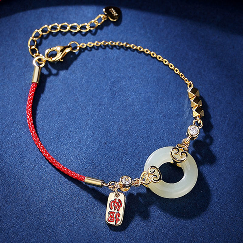 KarmaRipple's 925 Sterling Silver Authentic Hetian Jade Gourd Peace Buckle Zircon Fortune Bracelet Pendant Necklace Earrings p4