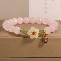 KarmaRipples Armband aus Rosenquarz, Pfirsichblüte, Hetian-Jade, Fu-Charakter, Beziehungen, Ausgleich 