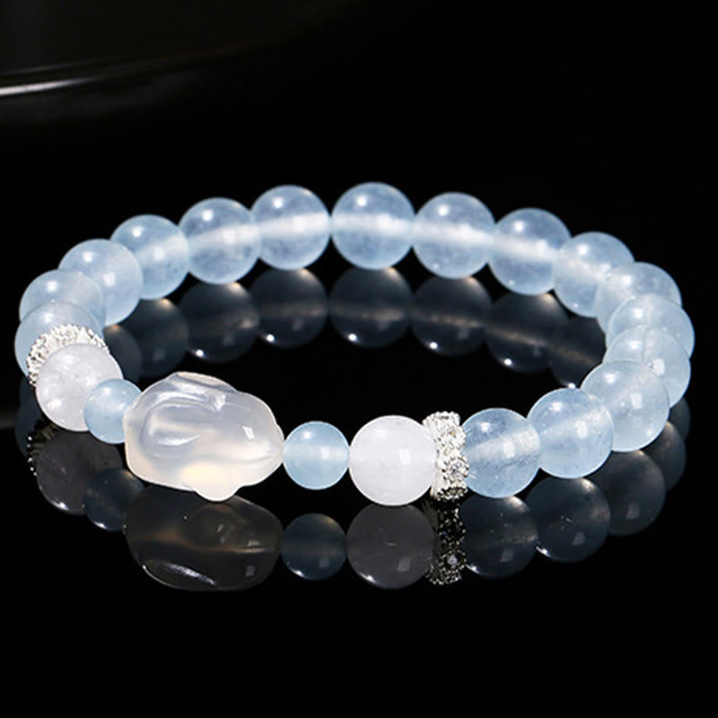 KarmaRipple's Blue Chalcedony Ivory Agate Rabbit Emotional Balance Bracelet p2
