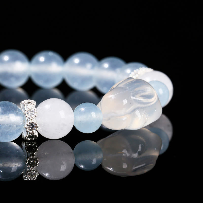 KarmaRipple's Blue Chalcedony Ivory Agate Rabbit Emotional Balance Bracelet p10