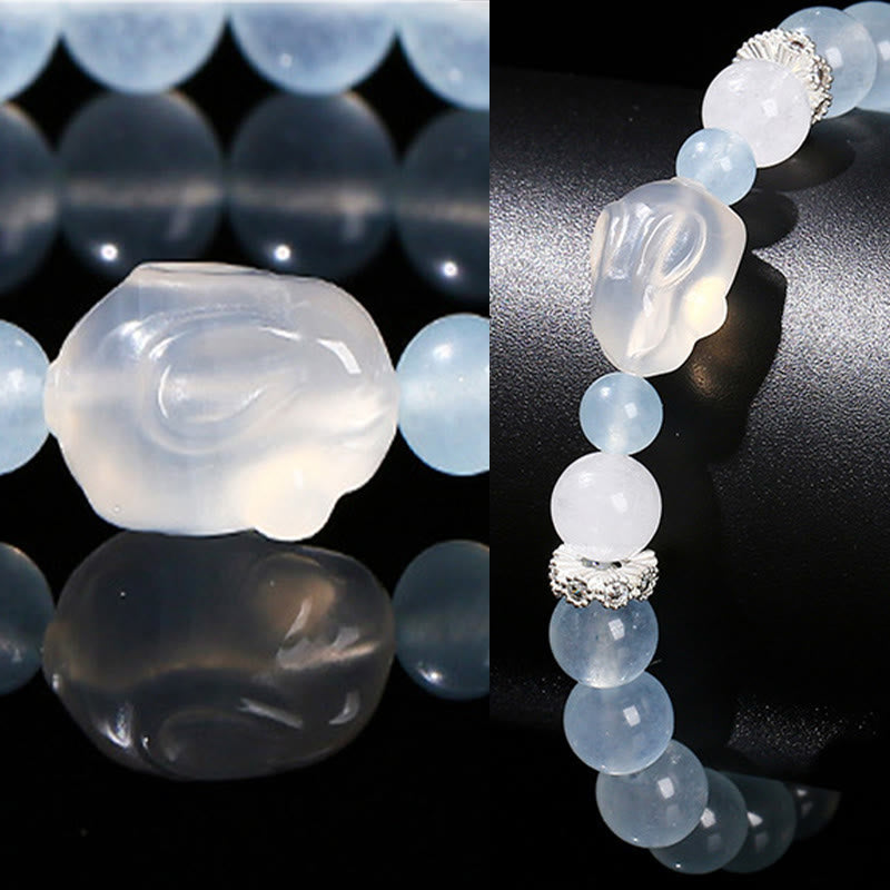 KarmaRipple's Blue Chalcedony Ivory Agate Rabbit Emotional Balance Bracelet p9