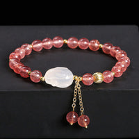 KarmaRipples authentisches Erdbeerquarz-Achat-Kaninchen-Balancearmband
