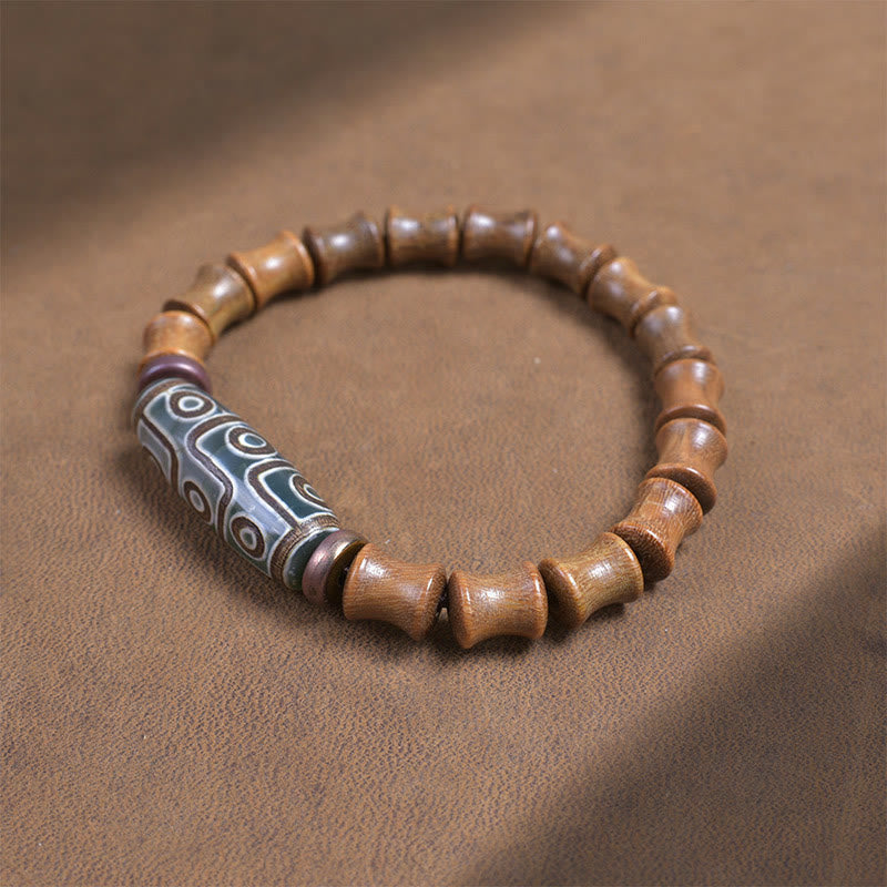 KarmaRipple's Tibetan Nine-Eye Dzi Bead Green Sandalwood Peace Bracelet p3