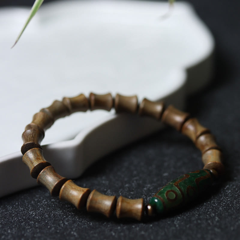 KarmaRipple's Tibetan Nine-Eye Dzi Bead Green Sandalwood Peace Bracelet p11