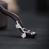KarmaRipple's 925 Sterling Silber Klassischer chinesischer Stil Ebenholz Pflaumenblüte Segen Haarnadel