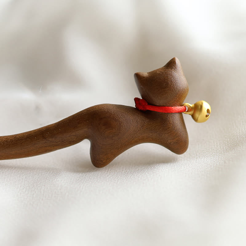 KarmaRipple's Classical Chinese Style Cat-shaped Sandalwood Hairpin p8