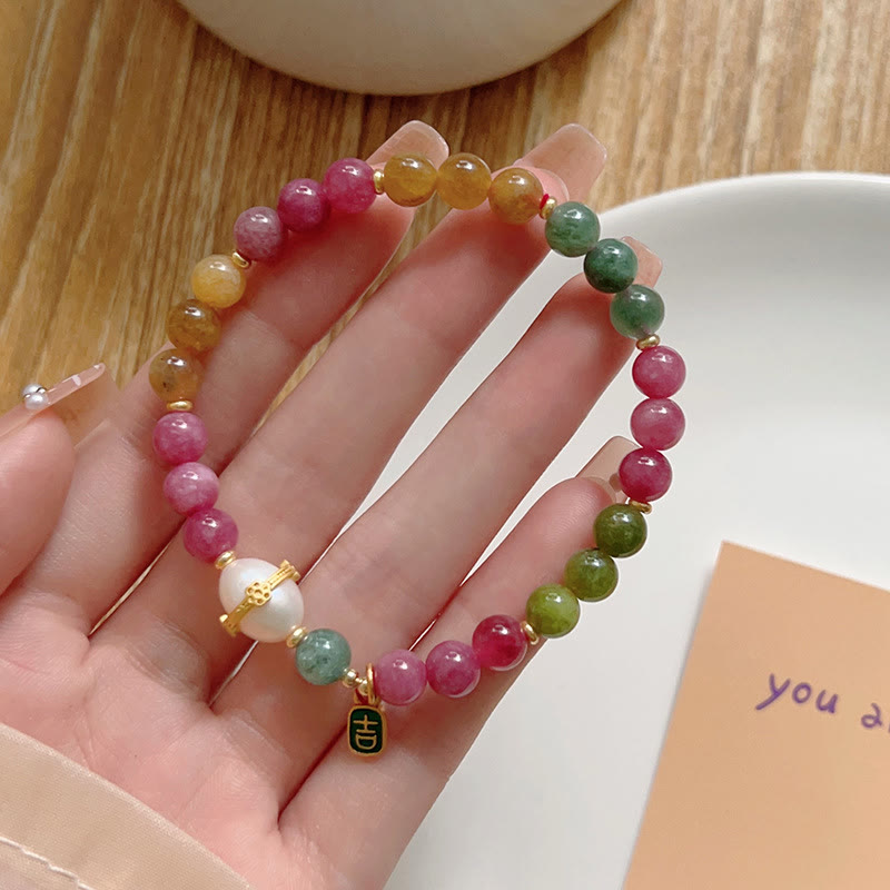 KarmaRipple's Colorful Tourmaline Fortunate Cat Positive Bracelet p19