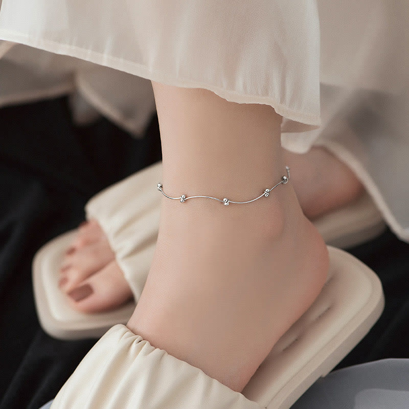 KarmaRipple's 925 Sterling Silver Simple Wave Shape Protection Anklet p5