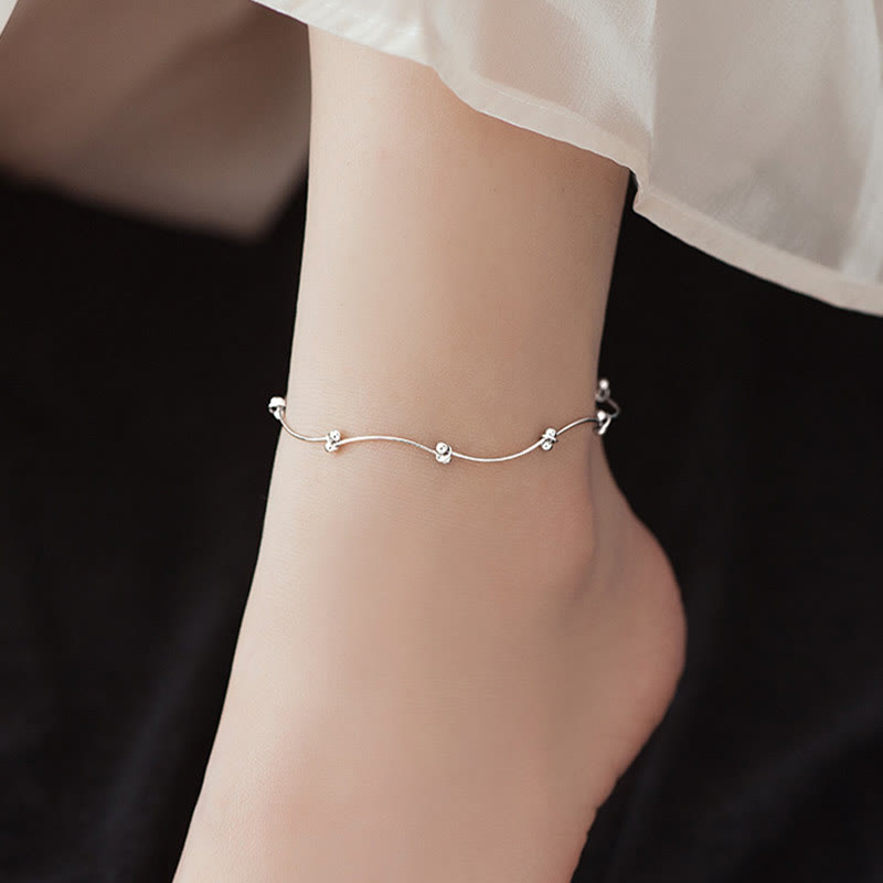 KarmaRipple's 925 Sterling Silver Simple Wave Shape Protection Anklet p13