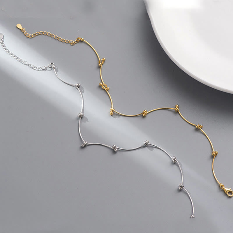 KarmaRipple's 925 Sterling Silver Simple Wave Shape Protection Anklet p10