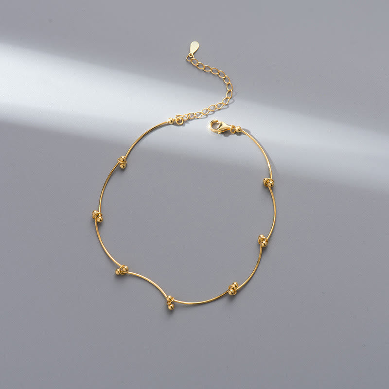 KarmaRipple's 925 Sterling Silver Simple Wave Shape Protection Anklet p2