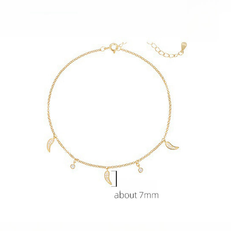 KarmaRipple's 925 Sterling Silver Zircon Little Pepper Talisman Protection Anklet p10