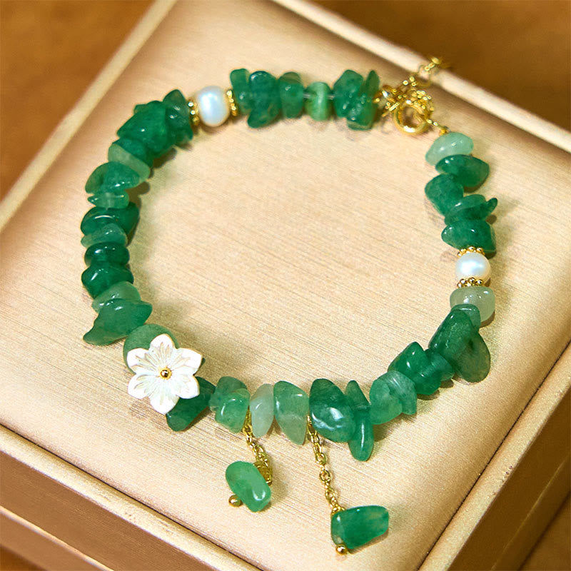 KarmaRipple's Authentic Strawberry Quartz Green Strawberry Quartz Super Seven Gemstone Flower Balancing Bracelet p7