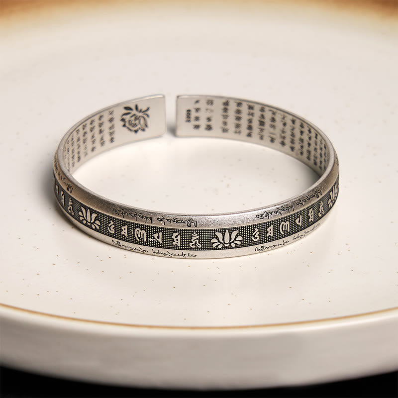 KarmaRipple's Om Mani Padme Hum Heart Sutra Mantra Lotus Peace Meditation Cuff Bracelet Bangle p6