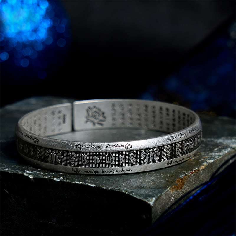 KarmaRipple's Om Mani Padme Hum Heart Sutra Mantra Lotus Peace Meditation Cuff Bracelet Bangle p2