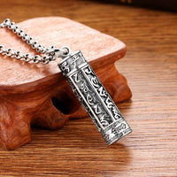 KarmaRipples tibetische Halskette mit Om Mani Padme Hum-Anhänger, bronzefarbenes Shurangama-Mantra, Vajra-Muster, Peace-Zeichen