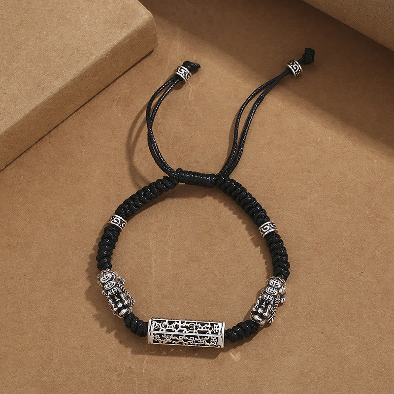 KarmaRipple's Tibetan Black String Bronze Om Mani Padme Hum Pixiu Protection Woven Bracelet p3