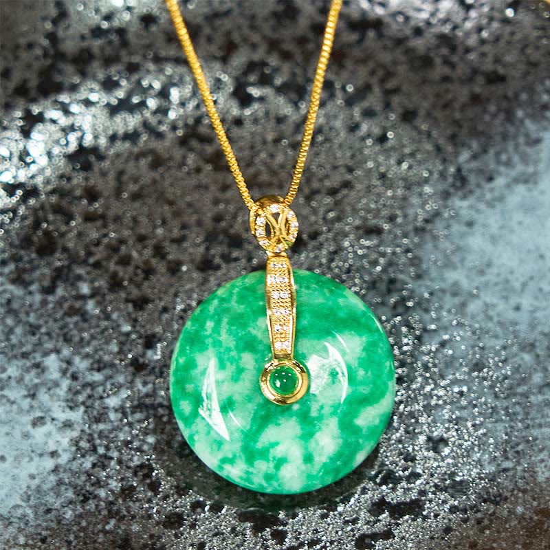 KarmaRipple's Authentic Cyan Jade Peace Buckle Balancing Pendant Necklace p4