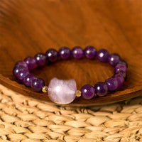 KarmaRipples Amethyst, Grüner Aventurin, Rosenquarz, Fluorit, Katzenkopf, Balance-Glücksarmband