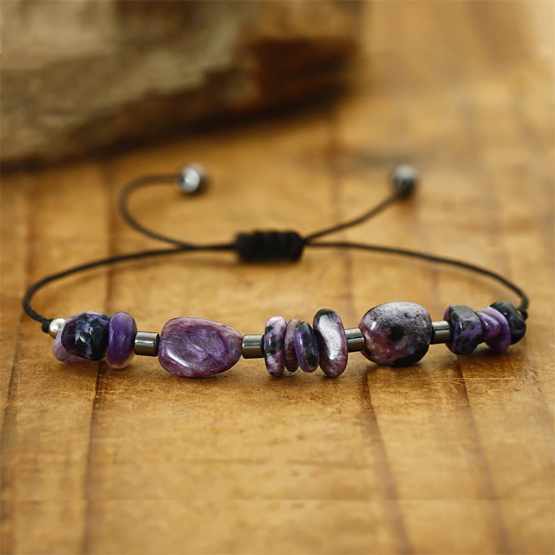 KarmaRipple's Live In The Moment Charoite Hematite Powerful Bracelet p5