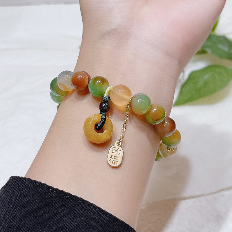 KarmaRipple's Peacock Agate Topaz Peace Buckle Nafu Balance Bracelet p5