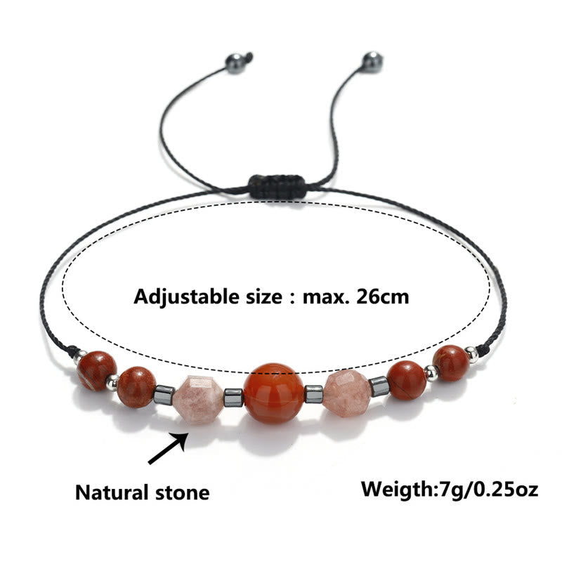 KarmaRipple's Believe You Can Carnelian Red Jasper Hematite Sun Stone'sitive Bracelet p13