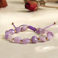 KarmaRipples unregelmäßig geformtes Balance-Armband aus geflochtenen Amethystschnüren