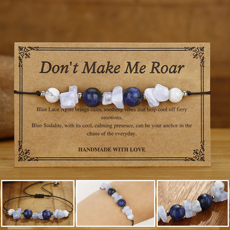 KarmaRipple's Don't Make Me Roar Purple Agate Blue Lace Agate Blue Sodalite Protection Bracelet p12