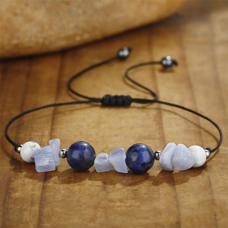 KarmaRipple's Don't Make Me Roar Purple Agate Blue Lace Agate Blue Sodalite Protection Bracelet p5