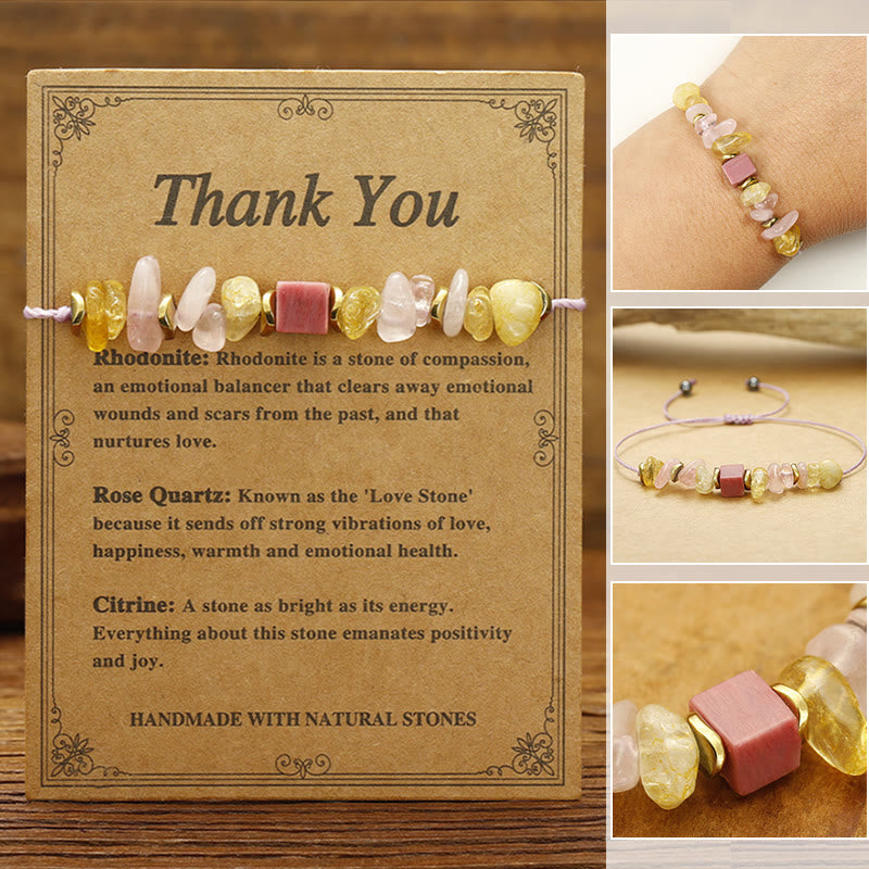 KarmaRipple's Thank You Rose Quartz Citrine Rhodonite Passionate Bracelet p16
