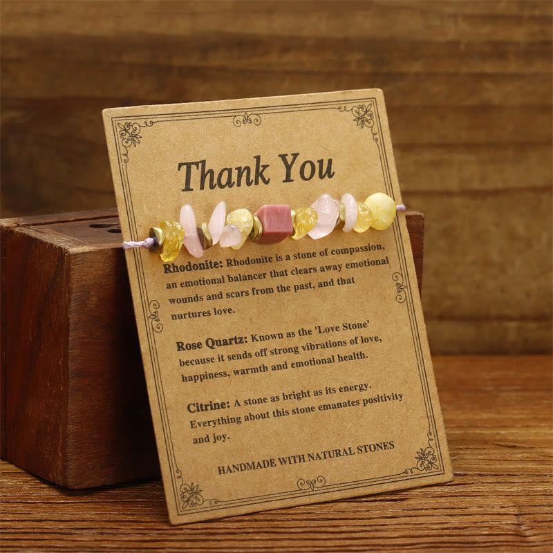 KarmaRipple's Thank You Rose Quartz Citrine Rhodonite Passionate Bracelet p3