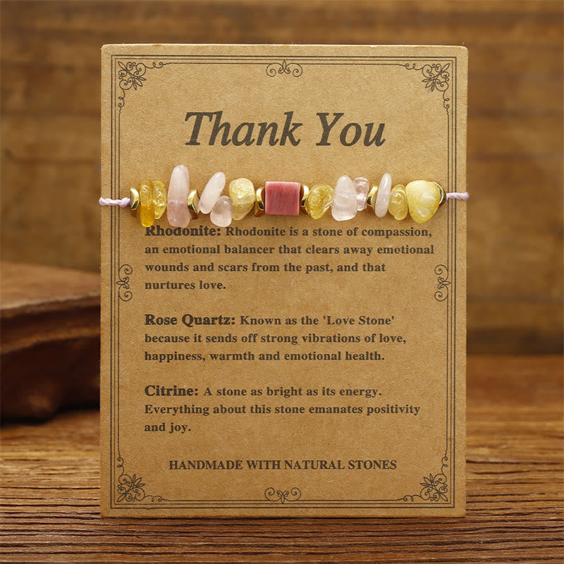 KarmaRipple's Thank You Rose Quartz Citrine Rhodonite Passionate Bracelet p2